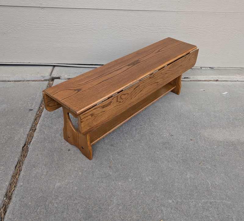 Vintage Rustic Country Farmhouse Oak Wood Console Coffee Drop Leaf Table E23 gallery