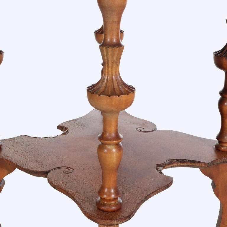 Antique Carved Mahogany Painter’s Palette Parlor Table With Carved Scrolls C1890 gallery