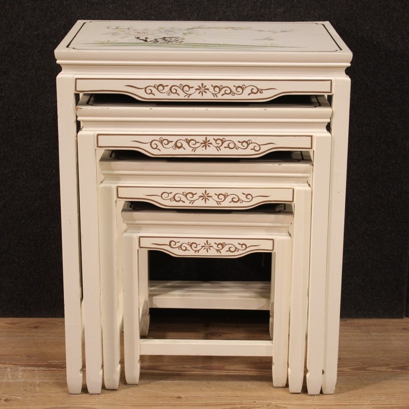 Four interlocking coffee tables French chinoiserie lacquered wood 20th century gallery