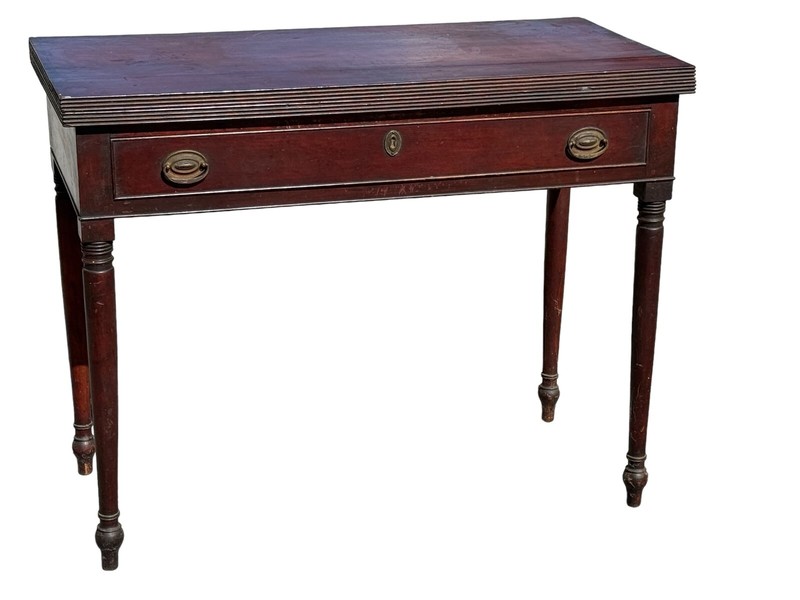 antique cherry sheraton console game card table 1 drawer 1820 old finish