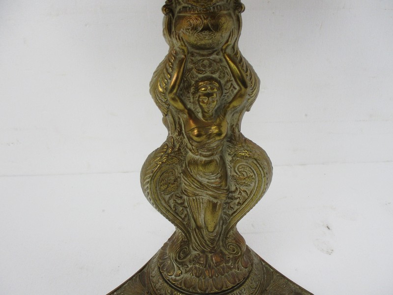 Three Graces Ornate Brass Pedestal Table Plant Stand Side Wine Coffee Table Holl gallery