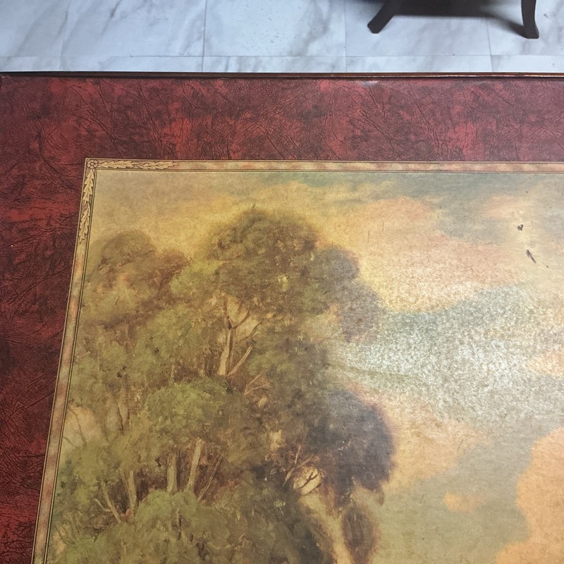 Vtg( 1950s) WOOD PAINTED FOLDING BRIDGE TABLE/FIREPLACE SCREEN,30”Square,27” H gallery
