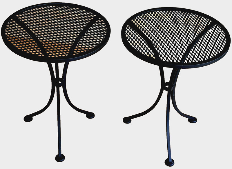 2 Salterini Tempestini Wrought Iron Outdoor Patio Tripod Side End Table Vtg Mcm