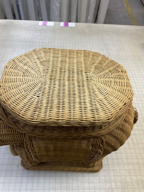 Vintage Rattan Wicker Elephant Side Table Plant Stand End Table gallery