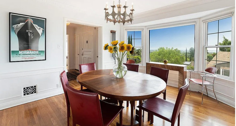 JOHN KEAL FOR BROWN SALTMAN: MID CENTURY WALNUT DINING TBL W/ 2 LEAVES (AF1-147) gallery