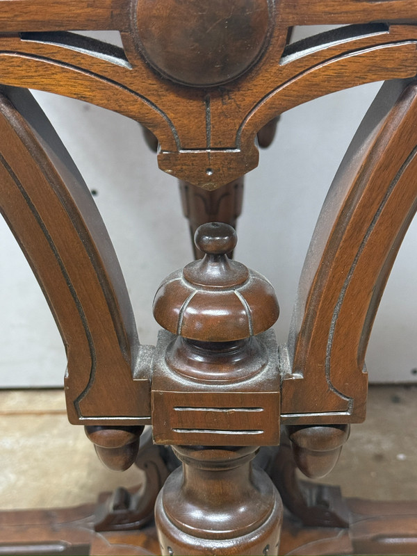 antique Rennaissance revival Victorian walnut parlor center table marble 1870 gallery