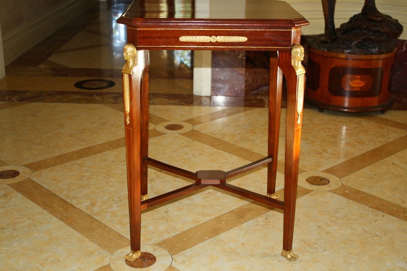 MAGNIFICENT 19C RUSSIAN NEO CLASSICAL BRONZE MOUNTED MAHOGANY TABLE 'MUST SEE' gallery
