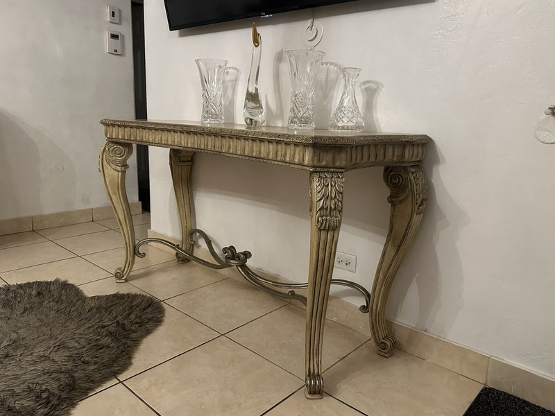 Vintage French Provincial Console Table – Ornate Carved Details, Antique Gold gallery
