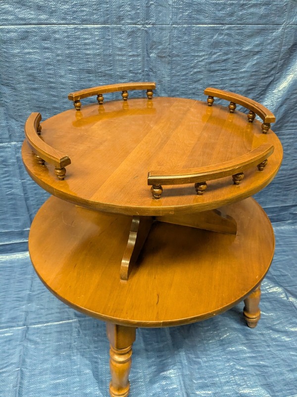 Vintage Two Tier End Table Round Side Table gallery