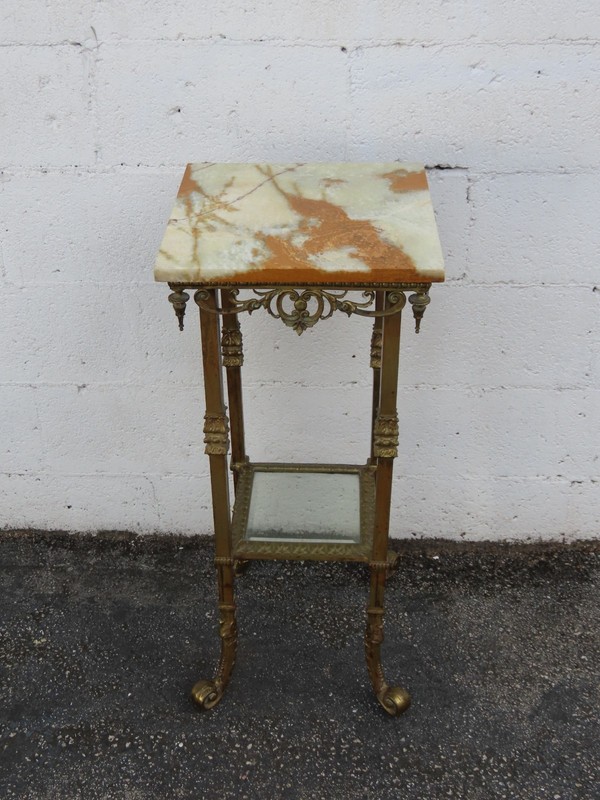 Victorian Onyx Top Two Tiers Flower Statue Stand Pedestal Table 6343 gallery