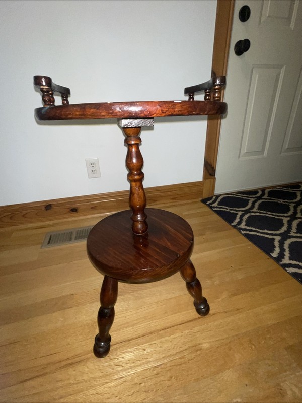 Wood Spindle 2 Tier Plant Stand Accent Dumb Waiter Handled Table 24 5/8” Tavern gallery
