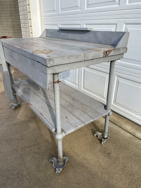 Antique Workbench Industrial Kitchen Island Bar Counter Desk Country Home Table gallery