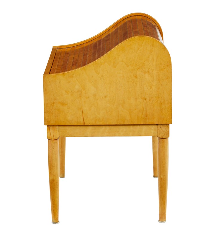 MID 20TH CENTURY BIRCH TAMBOUR SEWING BOX ON STAND gallery