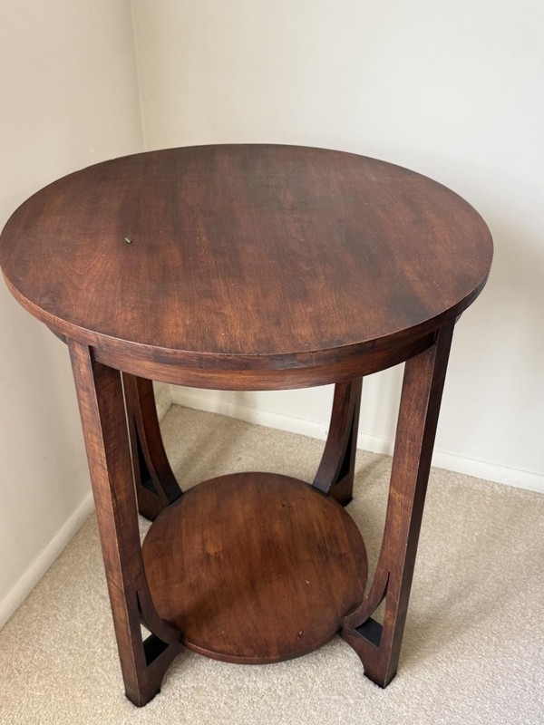 Antique Art Deco KNOXVILLE TABLE & CHAIR CO Mahogany Wood 2-Tier Parlor Table gallery