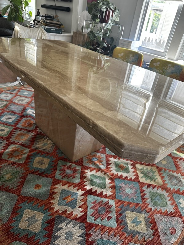 1970s Italian Postmodern Travertine Marble Dining Table Rectangular