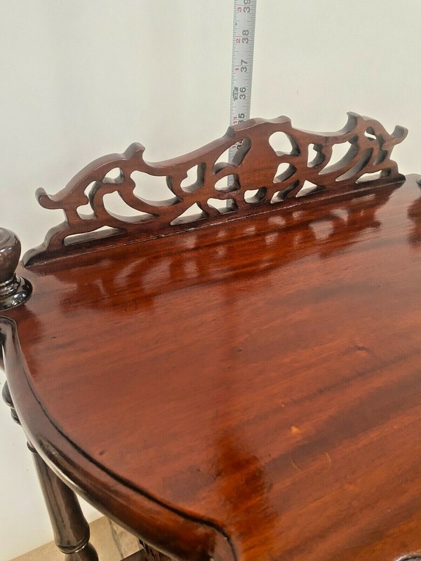 Vintage Victorian Table Magazine Rack bottom storage Chinese Chippendale gallery