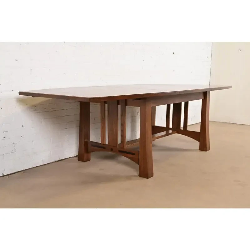Stickley Style Mission Oak Extension Dining Table, Newly Refinished gallery