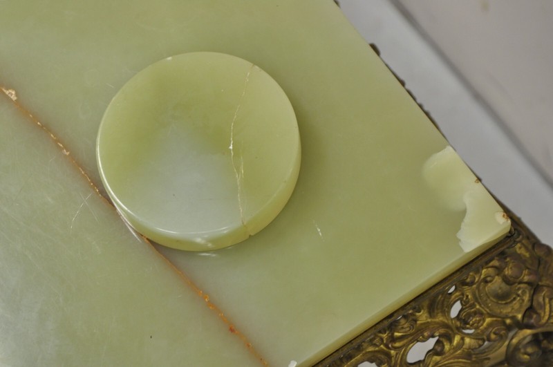 Antique Victorian Onyx Ornate Gilt Brass Plant Stand Pedestal Side Table gallery