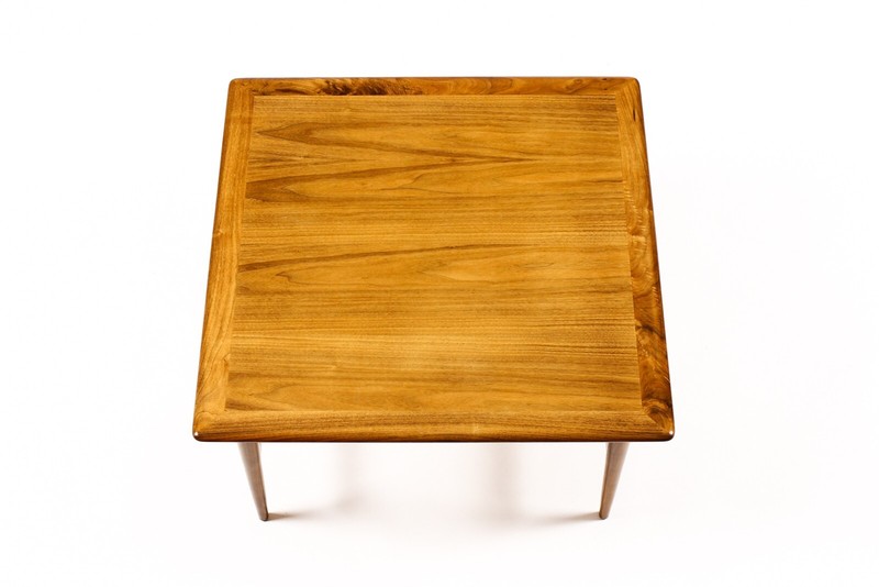 Danish Modern / Mid Century Square Walnut Coffee Table — Cross Stretcher Base gallery