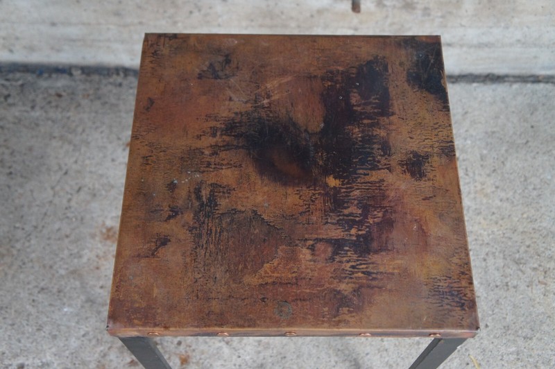 Mid Century Copper & Iron Modern Side Table Plant Sculpture Stand gallery