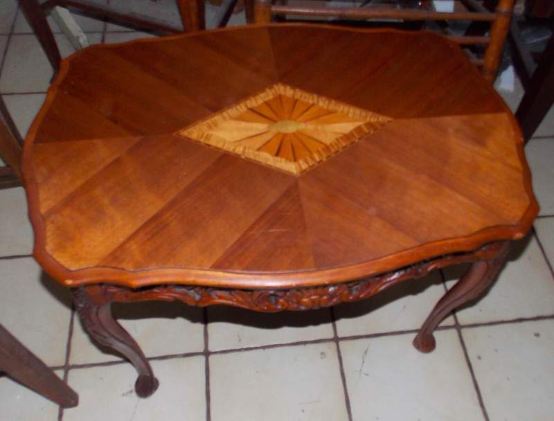 Mahogany Carved Inlaid Top Coffee Table (CT-246)