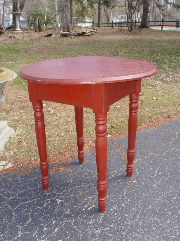 Mid 19th c. Painted Missouri Round-top Tavern Table, Square nailed and Pegged gallery