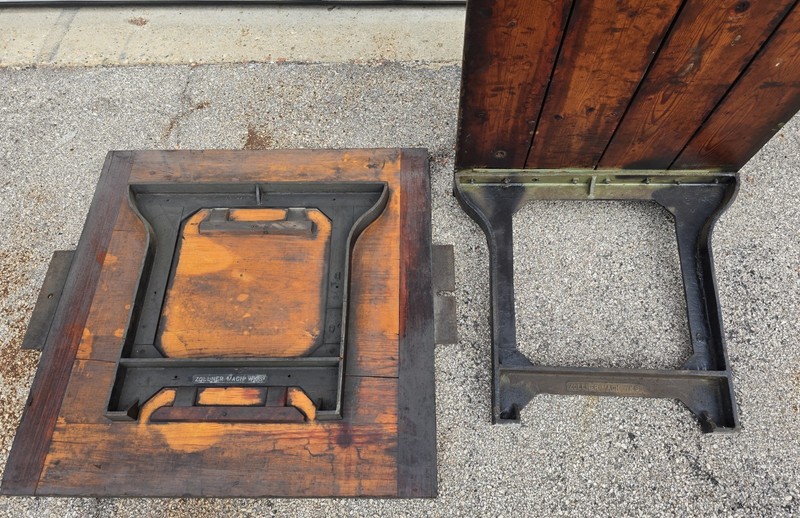 Zollner Machine Works antique industrial table with leg casting pattern gallery