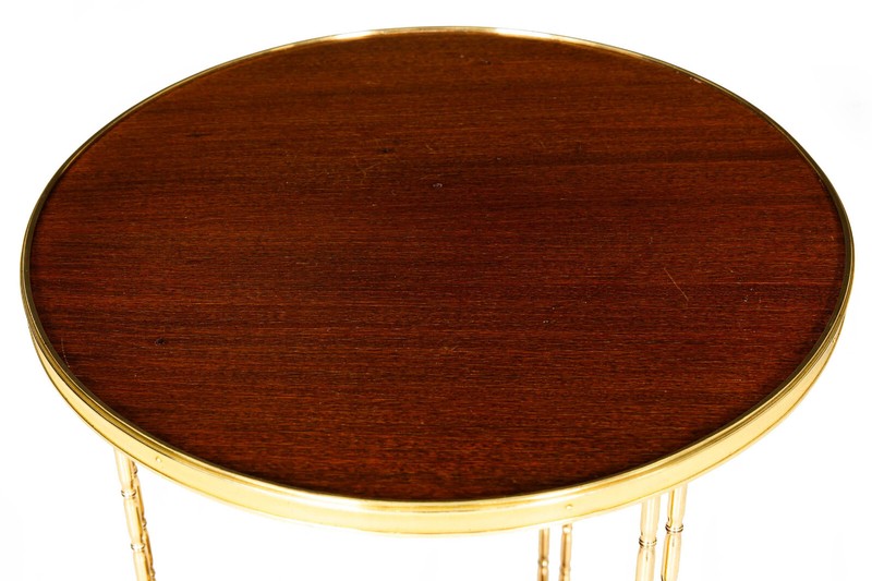 French Louis XVI Style Mahogany Bronze Gueridon Side Table gallery