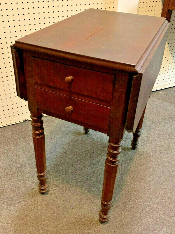 Early Nineteenth Century English Sewing/Work Table - Drop Leaf Top/Storage Bin gallery