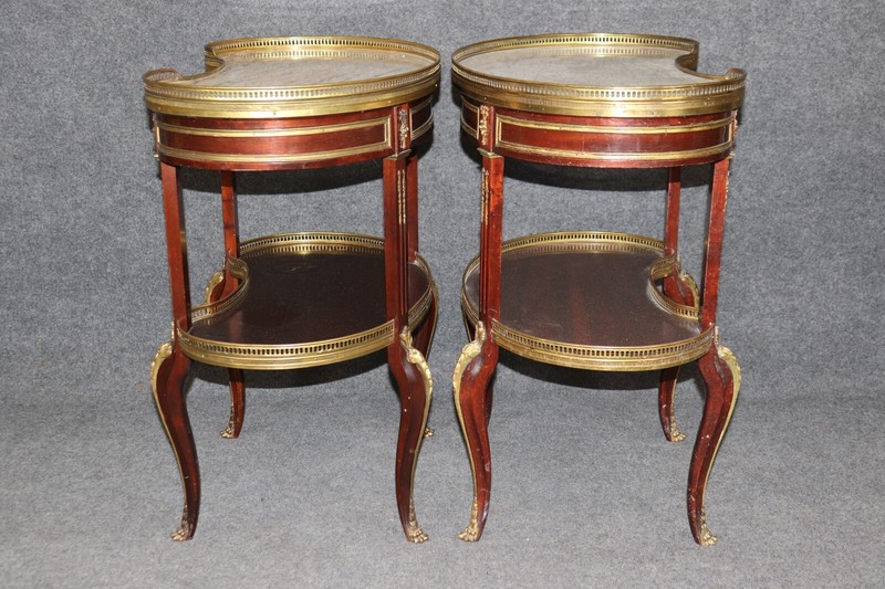 Francoise Linke Attributed Marble Top Louis XV Bronze Mounted End Tables gallery