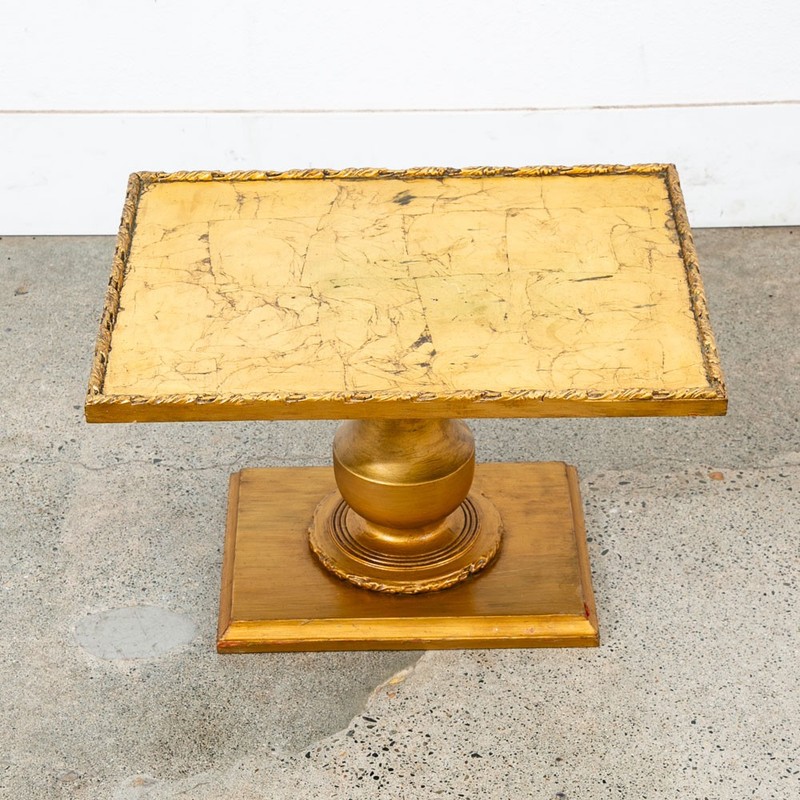 Mid Century Modern Side Table End Rectangular Hollywood Regency Gold 1970s 70s gallery