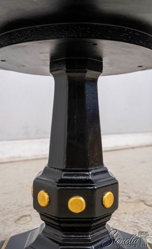 70373: Small Black & Gold Italian Style Floral Paint Decorated Pedestal Table gallery