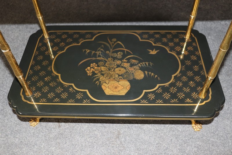 Pair of Finest Quality Maison Bagues Attributed Faux Bamboo Chinoiserie Tables gallery