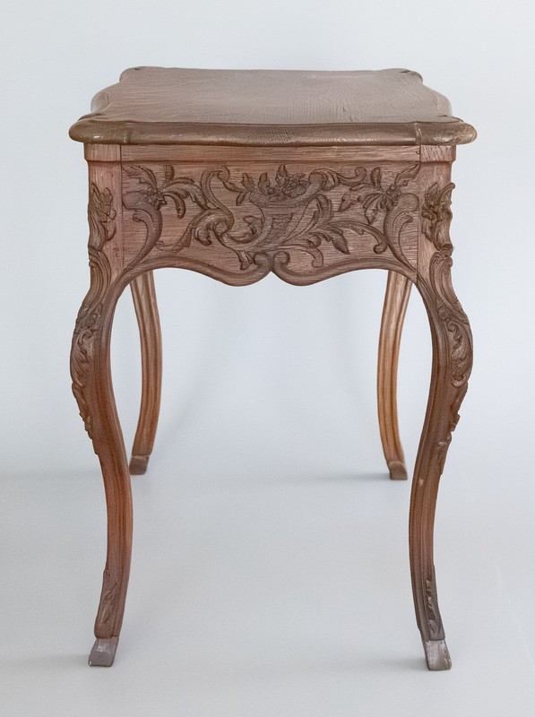 Antique 19th Century French Carved Oak Side End Table With Drawer 20"H gallery