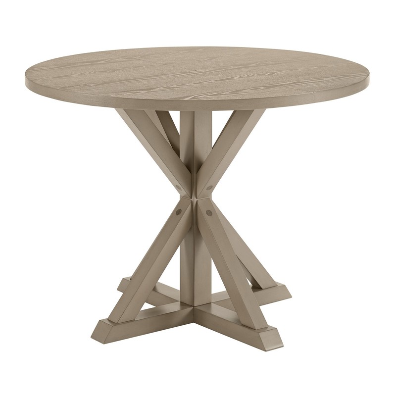 ROME + OAK Spier 40″ Modern Farmhouse Pedestal Dining Table, Beige (For Parts)