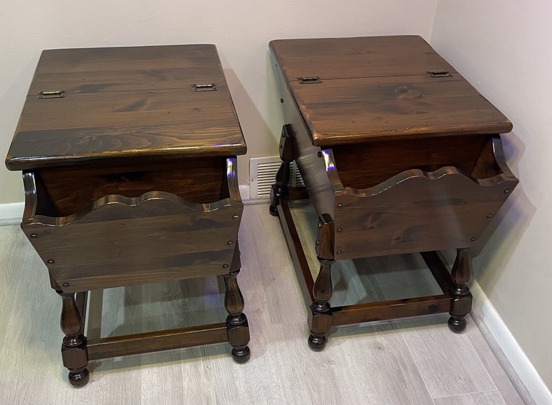 Vintage Ethan Allen Old Tavern Pine Dough Box End Tables Set of 2 MCM Rare HTF gallery