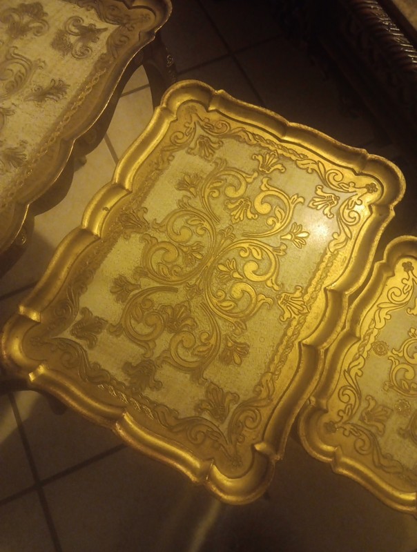 Italian Florentine Antique Gold Nesting Tables Set of Three gallery