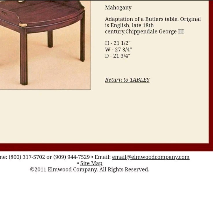 Kittinger Reproduction Colonial Williamsburg Butler's Table Mahogany gallery