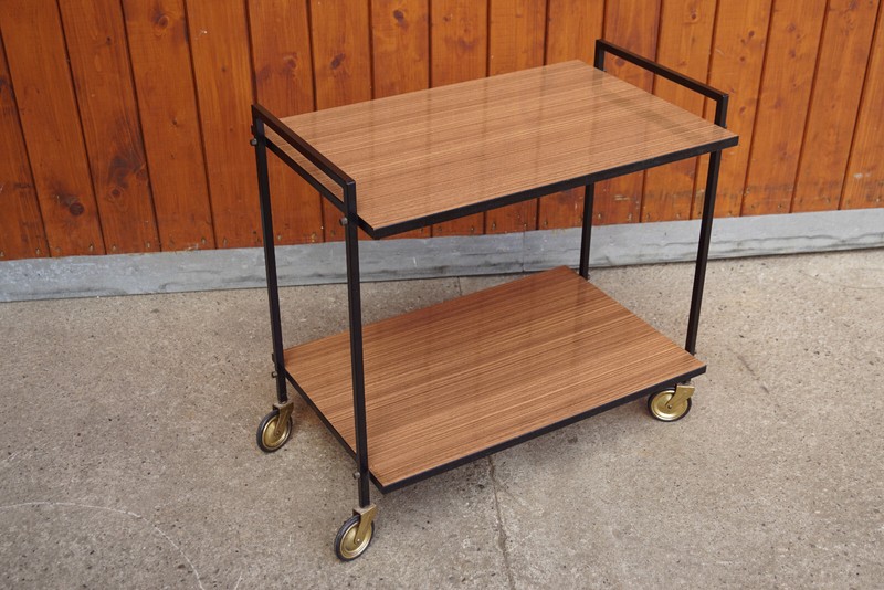 Serving Cart Tea Cart Walnut 60s Table Side Table Mid Century Bar 50s