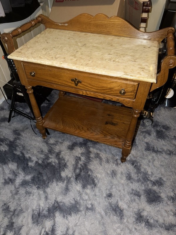Vintage 1875 Victorian Washstand Marble Top , Excellent Condition ! gallery