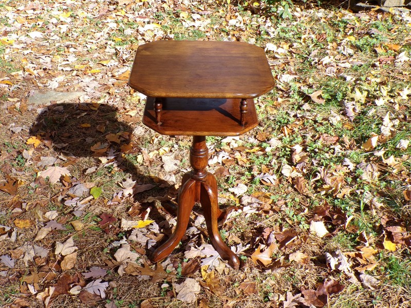 Vintage Solid Hardwood 2 Tier Magazine Newspaper End Lamp Table gallery