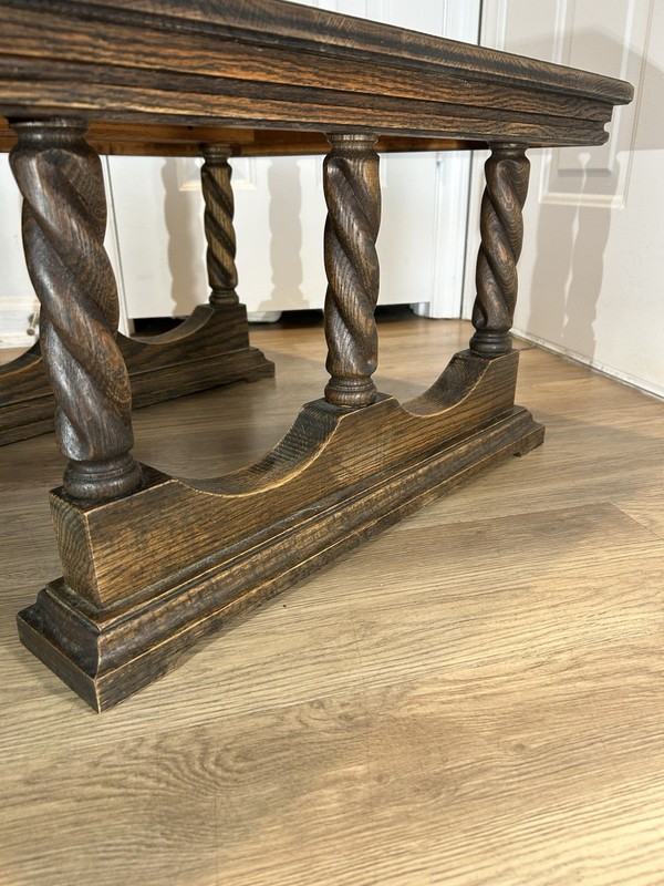 Vintage Solid Wood Side Table w/ Barley Twist Legs, 24”x24”x14.5” Rustic Look gallery