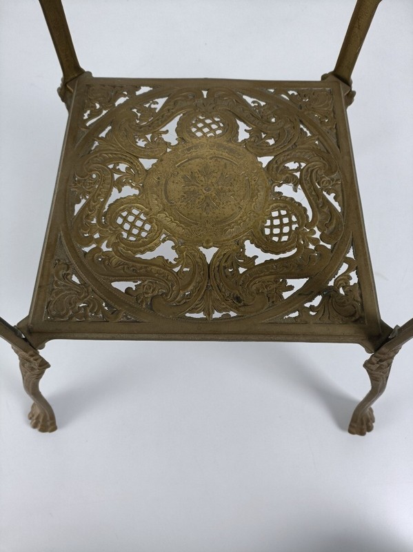Ornate French Brass Pedestal Table Plant Stand 3 Tier Hollywood Regency Vintage gallery