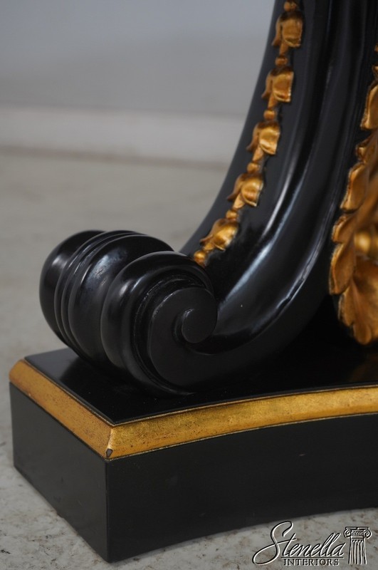L70480: Neoclassical Hollywood Regency Large Ebony & Gold Oval Dining Table gallery