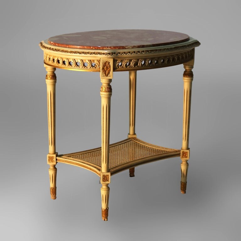 Antique French Louis XVI Gilt Wood & Rouge Marble Stand c1930 gallery