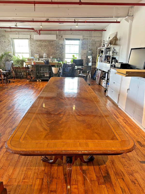 Chippendale Three Pedestal Mahogany Dining Table w/ Two Leaves: Ball & Claw Feet gallery