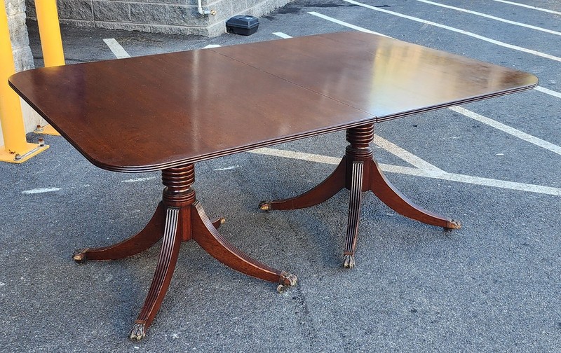 Antique English Solid Mahogany Banquet Dual Tilt Top Dining Room Table , 1930s gallery