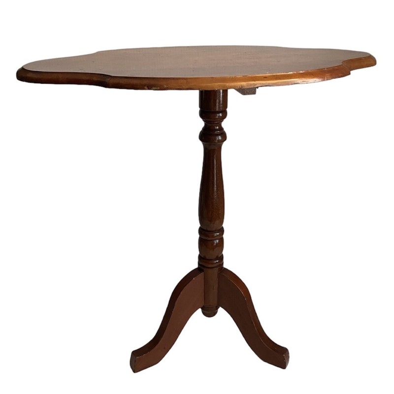 Antique Tilt Top Tea Table Candle Stand Scalloped Oval Queen Anne Victorian gallery