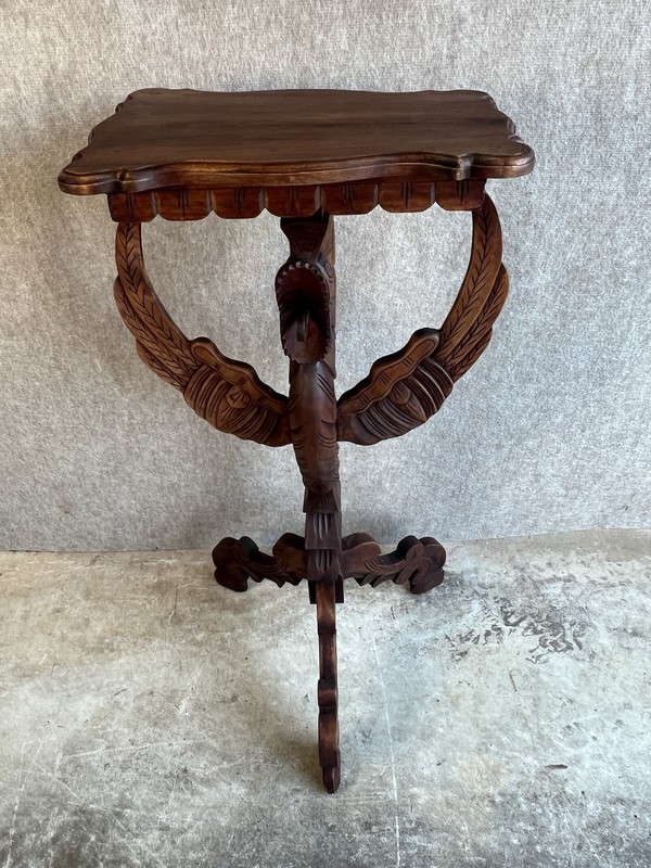 Antique Victorian Gothic Hand Carved Mahogany Dragon Drink Table gallery