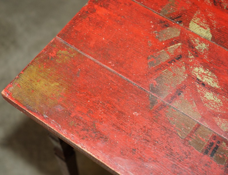 FRENCH ANTIQUE HAND PAINTED PARIS PINE VENDANGE WINE TASTING TABLE LOVELY! gallery